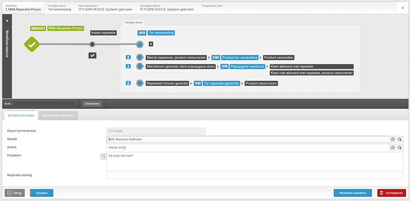 Voorbeeld RMA workflow