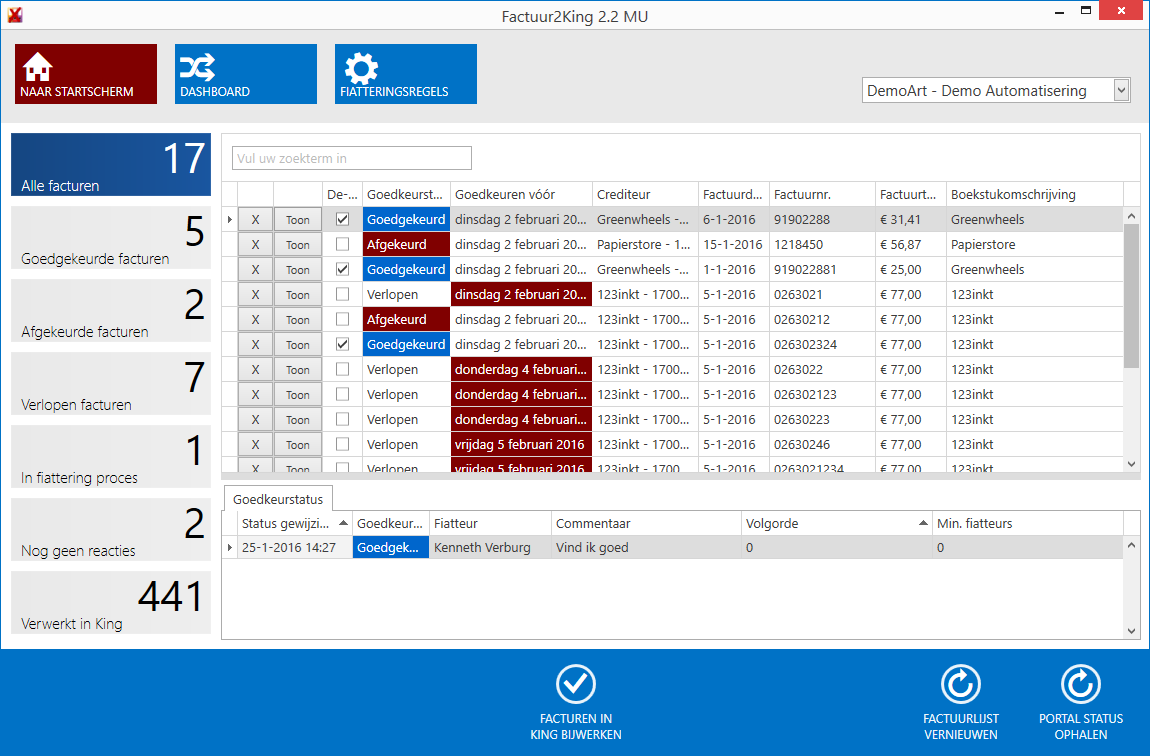 Factuur2King Fiatteren facturen dashboard